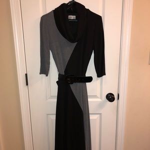 Robbie Bee Gray / Black Belted Dress